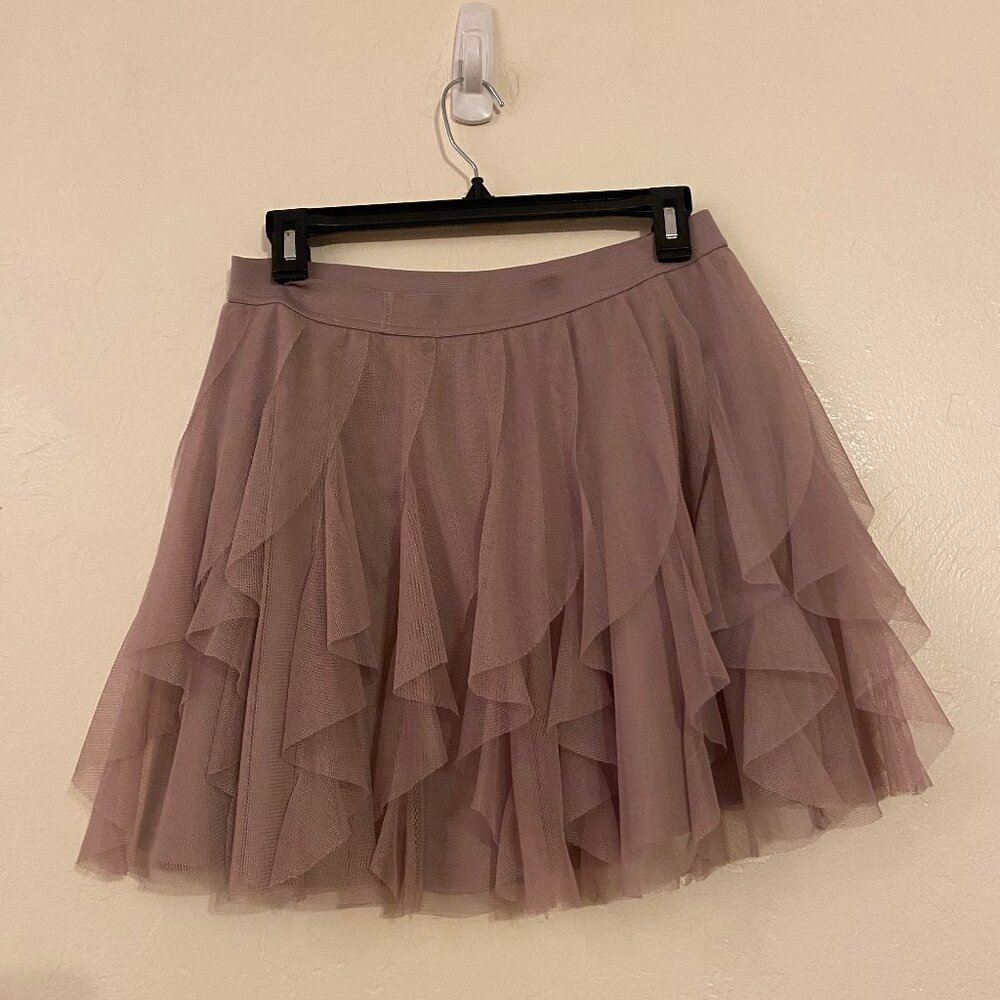 Tulle Flowy Ruffle Mini Skirt Dusty Rose. Size Small